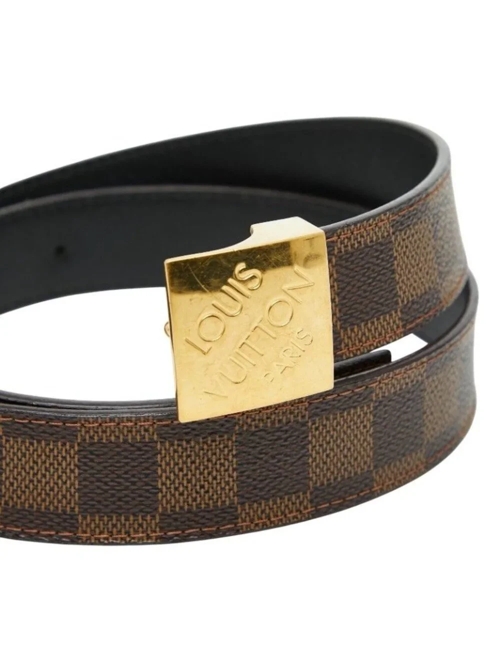 Louis Vuitton Damier Ceinture Classic Carre Belt 80 32 Brown Leather